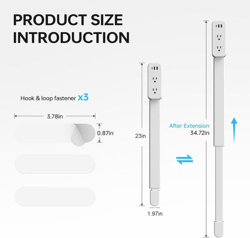 Rotating USB Outlet Extender Stick with Adjustable Power Strip